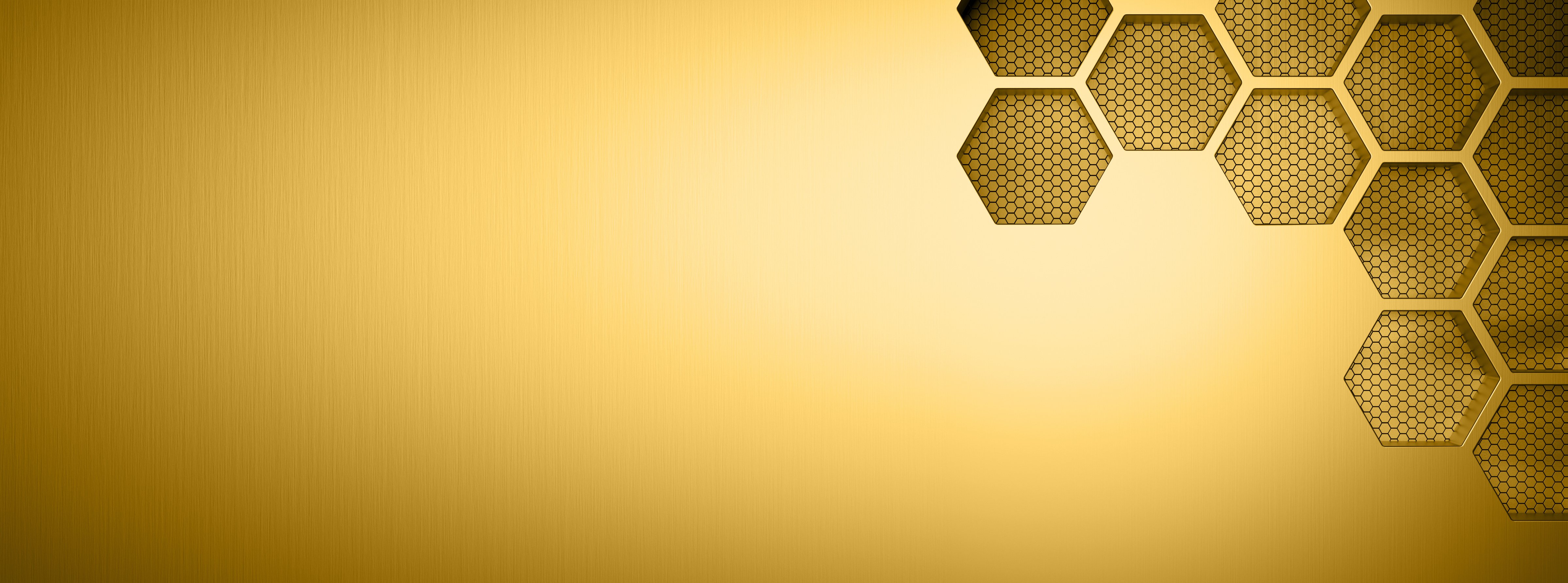 Futuristic gold hexagonal texture background. 3d rendering