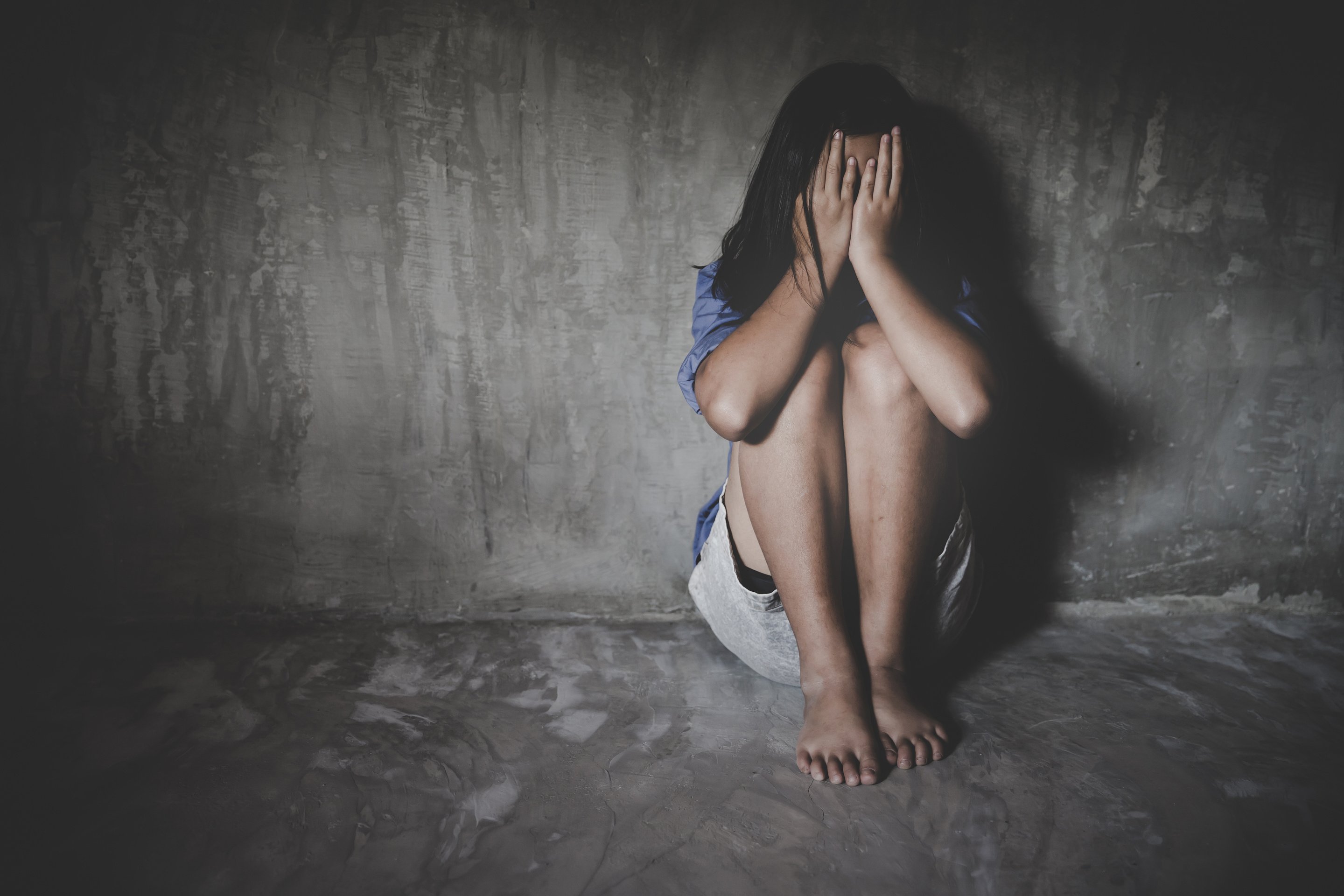 Violent Criminals with Children.Man Holding Timber Hit Victims I